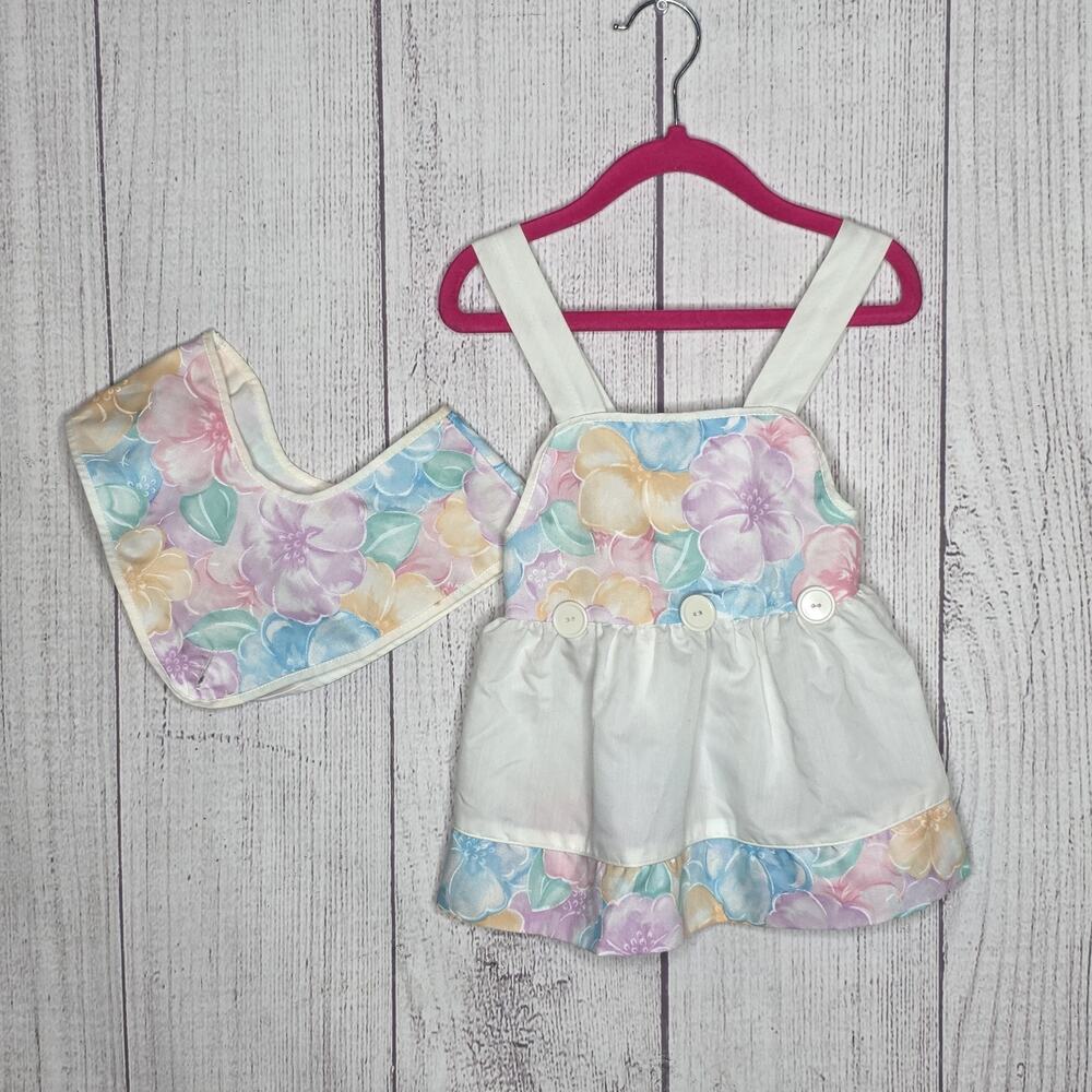 Vintage California Talk 2T Floral Dress Removable Sailor Collar Pastel USA - Picture 3 of 6